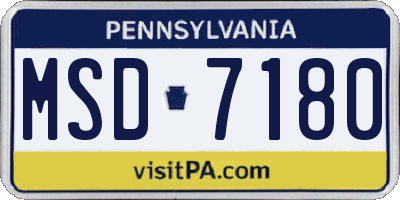PA license plate MSD7180