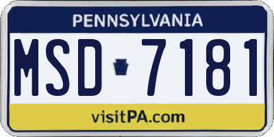 PA license plate MSD7181