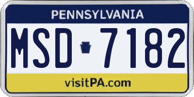 PA license plate MSD7182