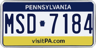 PA license plate MSD7184