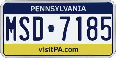PA license plate MSD7185