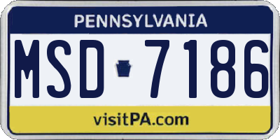 PA license plate MSD7186