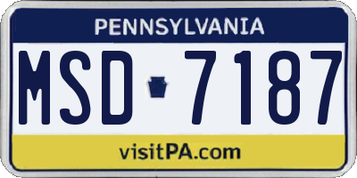PA license plate MSD7187