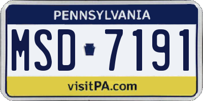 PA license plate MSD7191