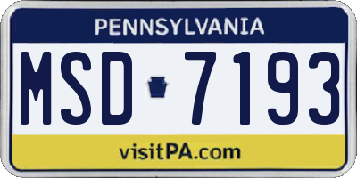 PA license plate MSD7193