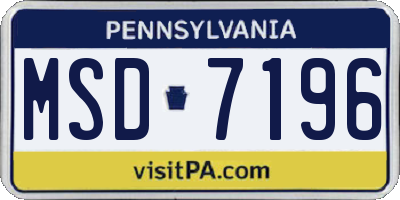PA license plate MSD7196
