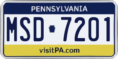 PA license plate MSD7201