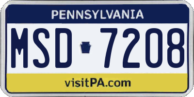 PA license plate MSD7208