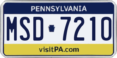 PA license plate MSD7210