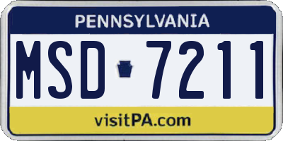 PA license plate MSD7211