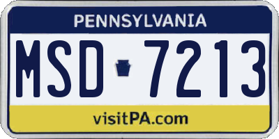 PA license plate MSD7213