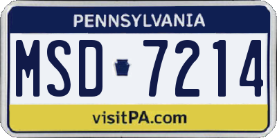 PA license plate MSD7214