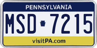 PA license plate MSD7215