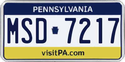 PA license plate MSD7217
