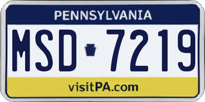 PA license plate MSD7219
