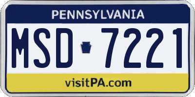 PA license plate MSD7221