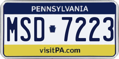 PA license plate MSD7223