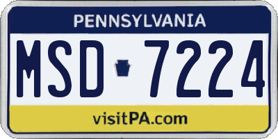 PA license plate MSD7224
