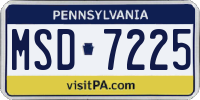 PA license plate MSD7225