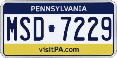 PA license plate MSD7229