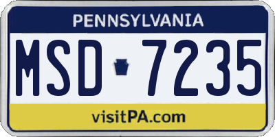 PA license plate MSD7235