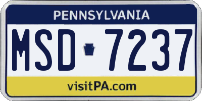 PA license plate MSD7237