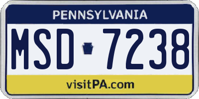 PA license plate MSD7238