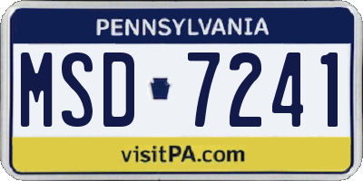 PA license plate MSD7241