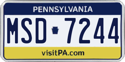 PA license plate MSD7244