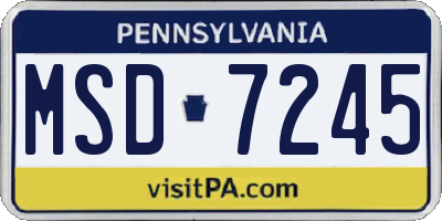 PA license plate MSD7245