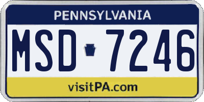 PA license plate MSD7246