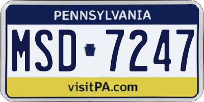 PA license plate MSD7247