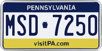 PA license plate MSD7250
