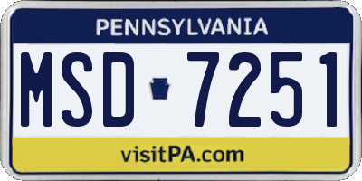 PA license plate MSD7251