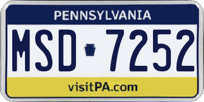 PA license plate MSD7252