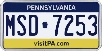 PA license plate MSD7253