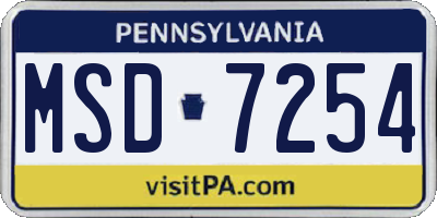 PA license plate MSD7254