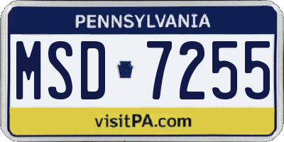 PA license plate MSD7255
