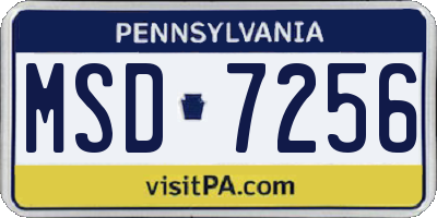 PA license plate MSD7256