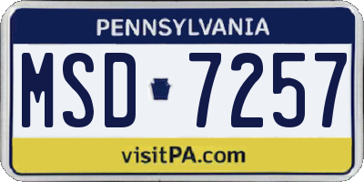 PA license plate MSD7257