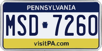 PA license plate MSD7260