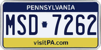 PA license plate MSD7262