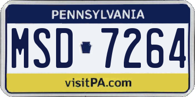 PA license plate MSD7264