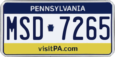 PA license plate MSD7265