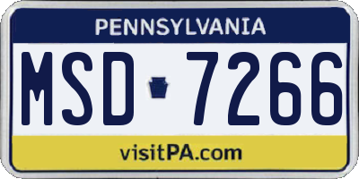 PA license plate MSD7266