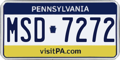 PA license plate MSD7272