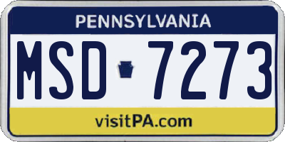 PA license plate MSD7273