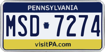 PA license plate MSD7274