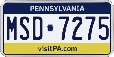 PA license plate MSD7275