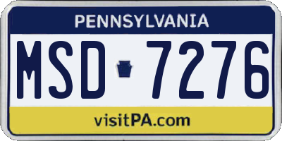 PA license plate MSD7276